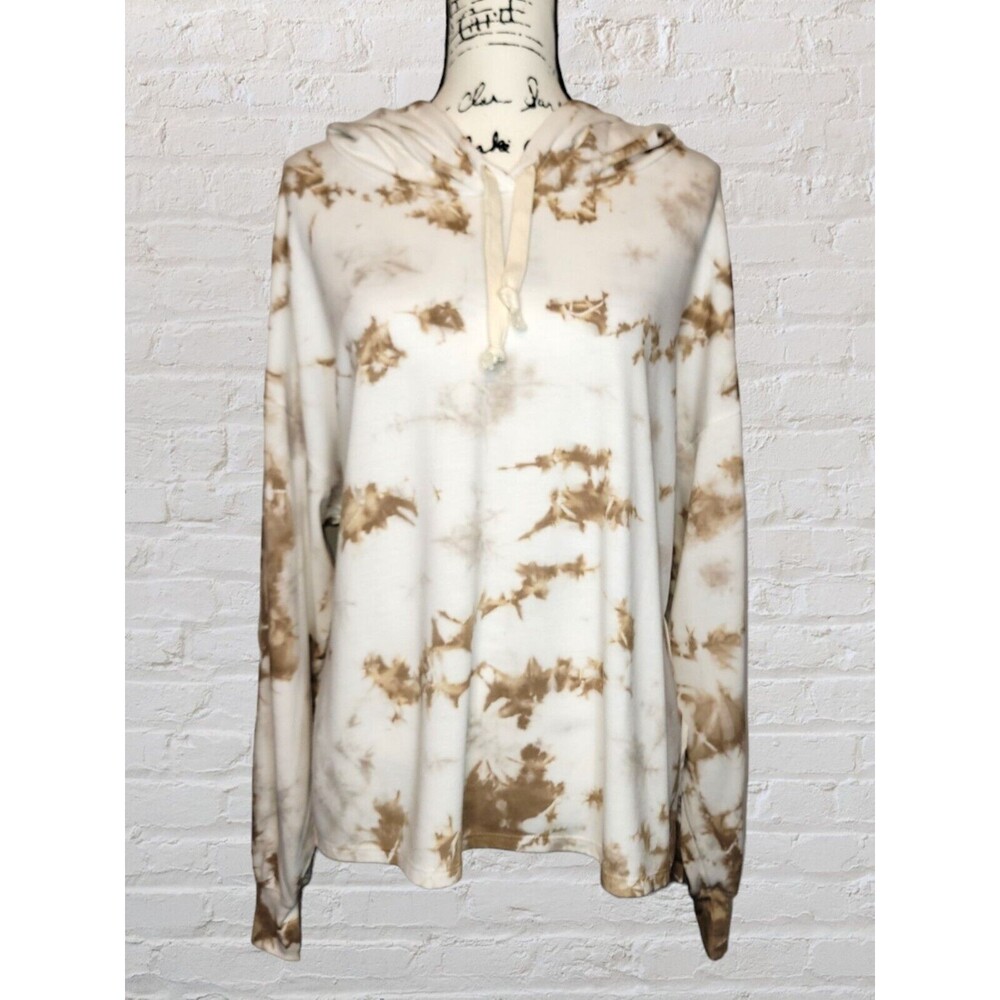 Nordstrom Found Dreamer Oversized Hoodie LG Tie Dye Beach Loungewear Beige Cozy